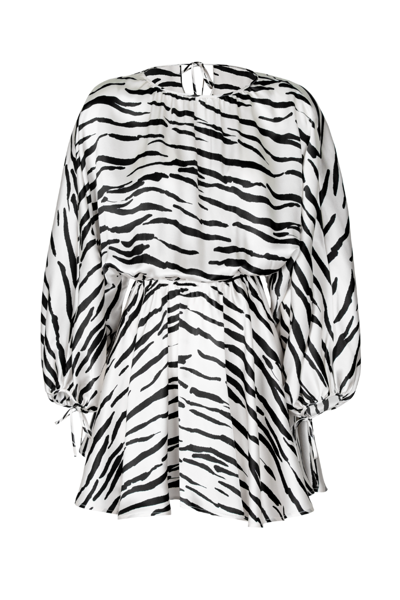 Ema dress organic silk – Zebra Print