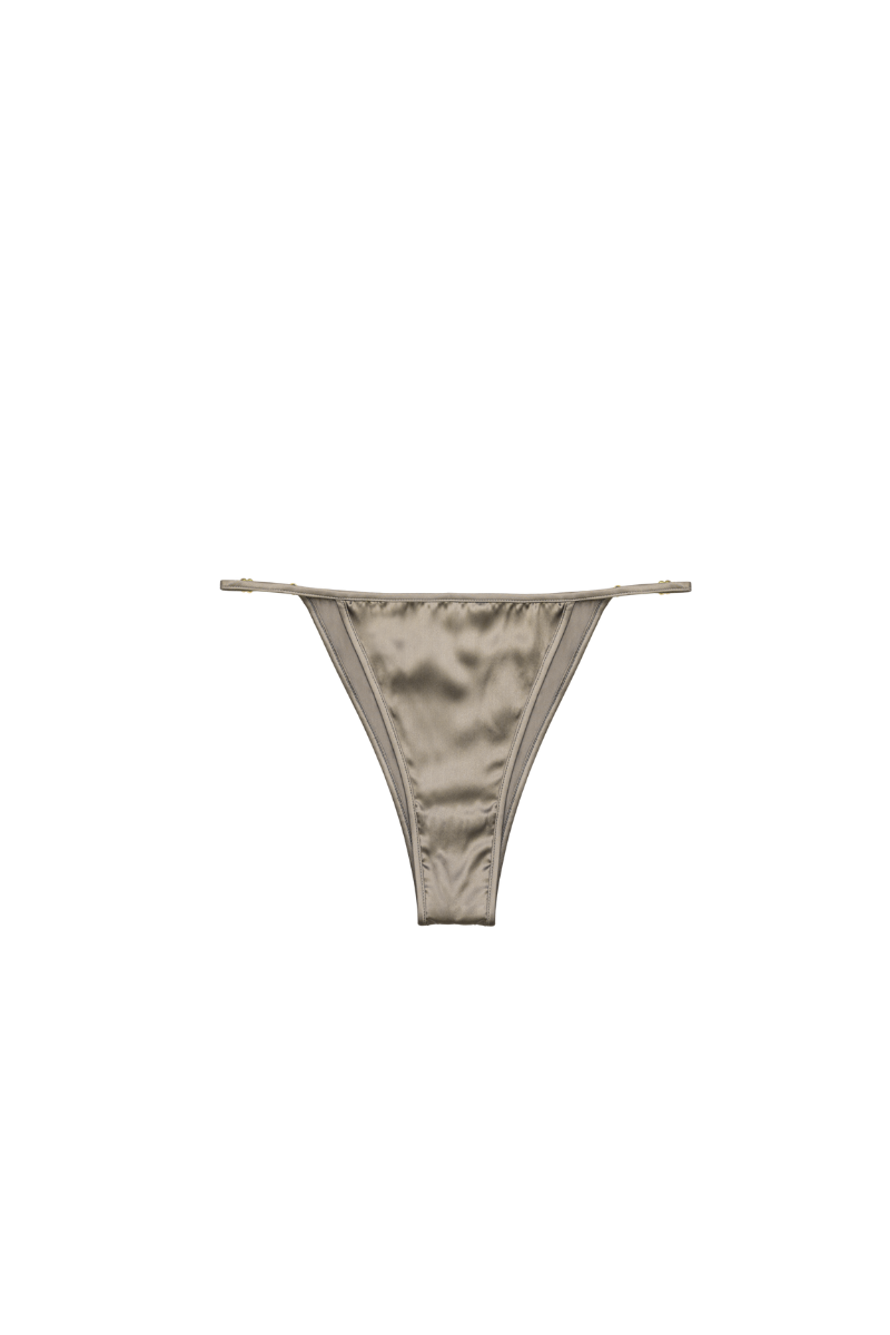 Elle adjustable panty in Gold Sand organic silk — elegant and sustainable lingerie piece crafted by HERTH with GOTS-certified silk.