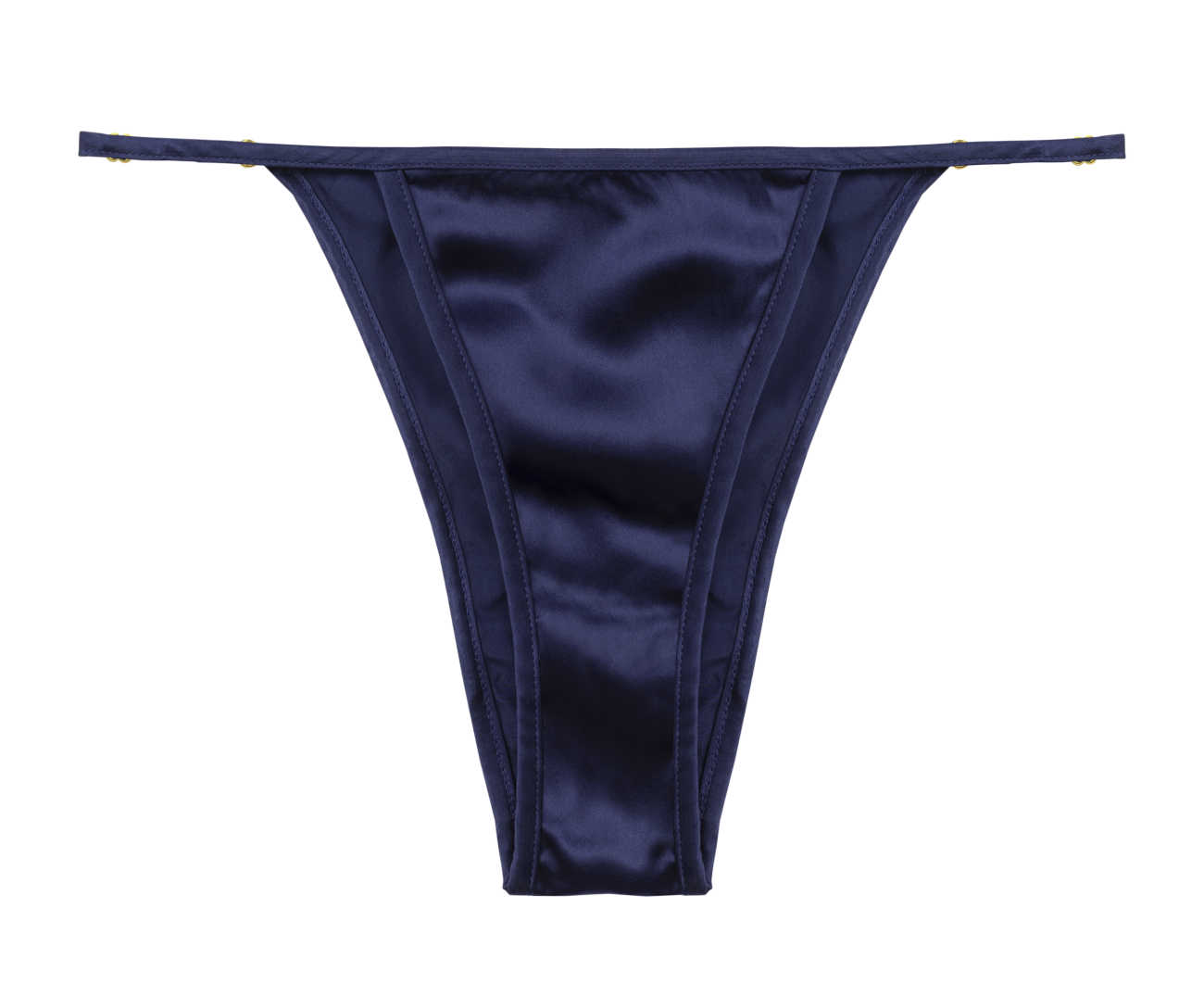 Elle navy blue silk adjustable panty by HERTH, sustainable luxury lingerie.