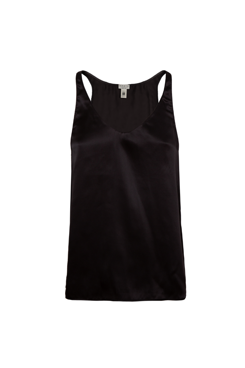 Else tank top in black organic silk — timeless, minimal womenswear essential by HERTH crafted in certified sustainable silk.