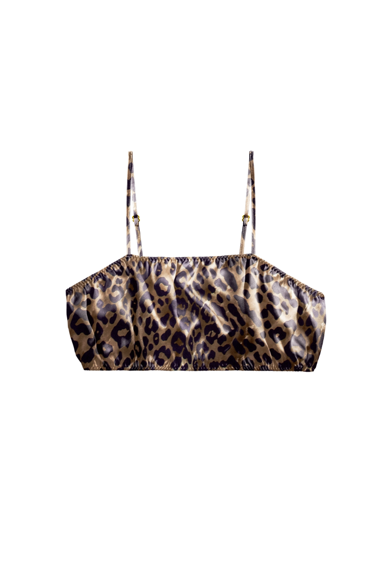 Eve bandeau top in leopard print organic silk by HERTH – sustainable and elegant