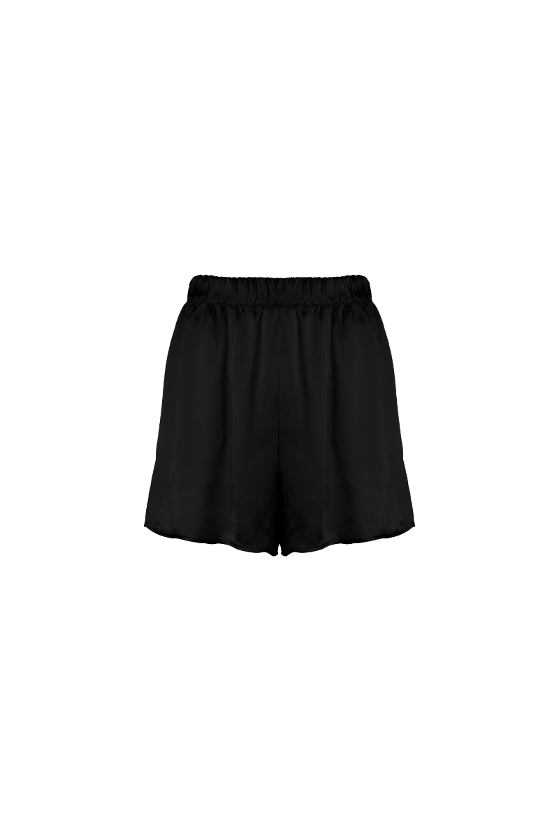 Hani shorts black sustainable womenswear crafted in organic silk by HERTH, timeless and eco-friendly design