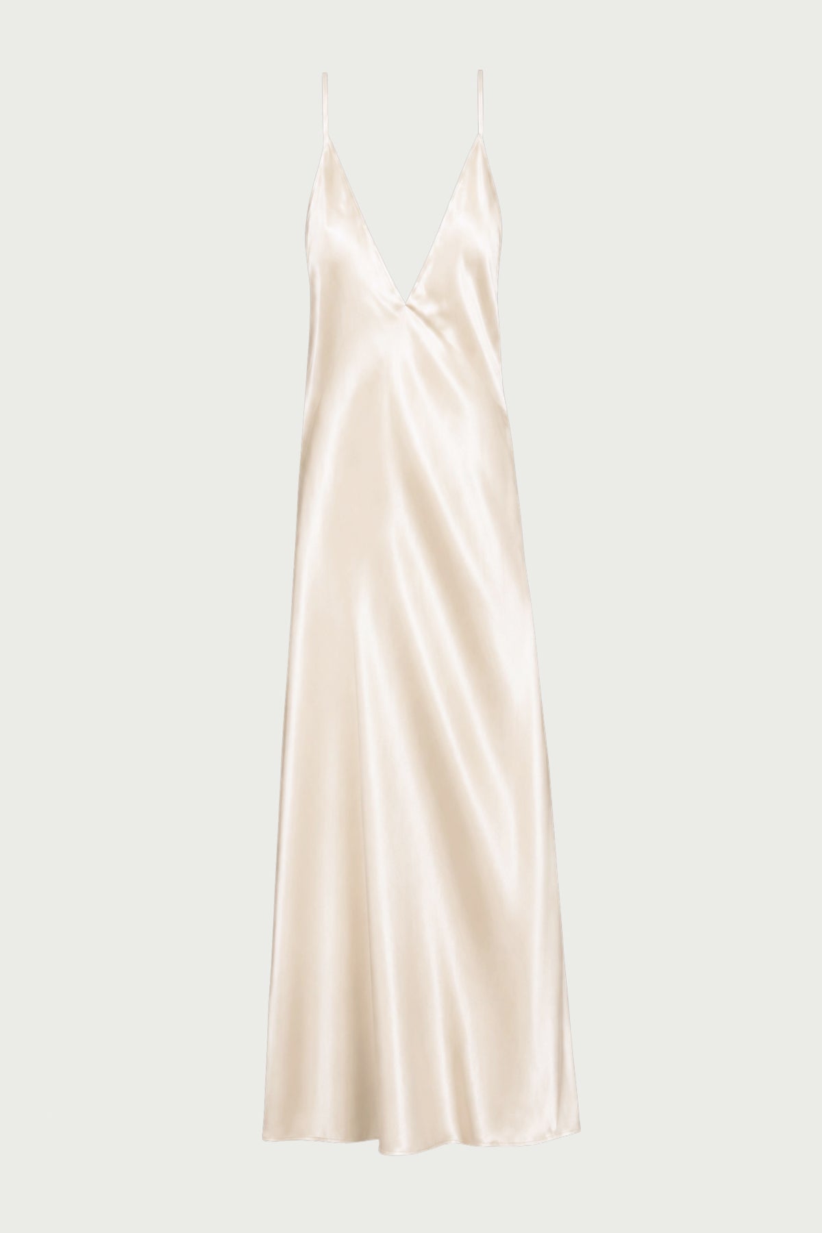 Inez organic silk dress in Almond by HERTH, featuring a minimalist sleeveless silhouette, made in Italy