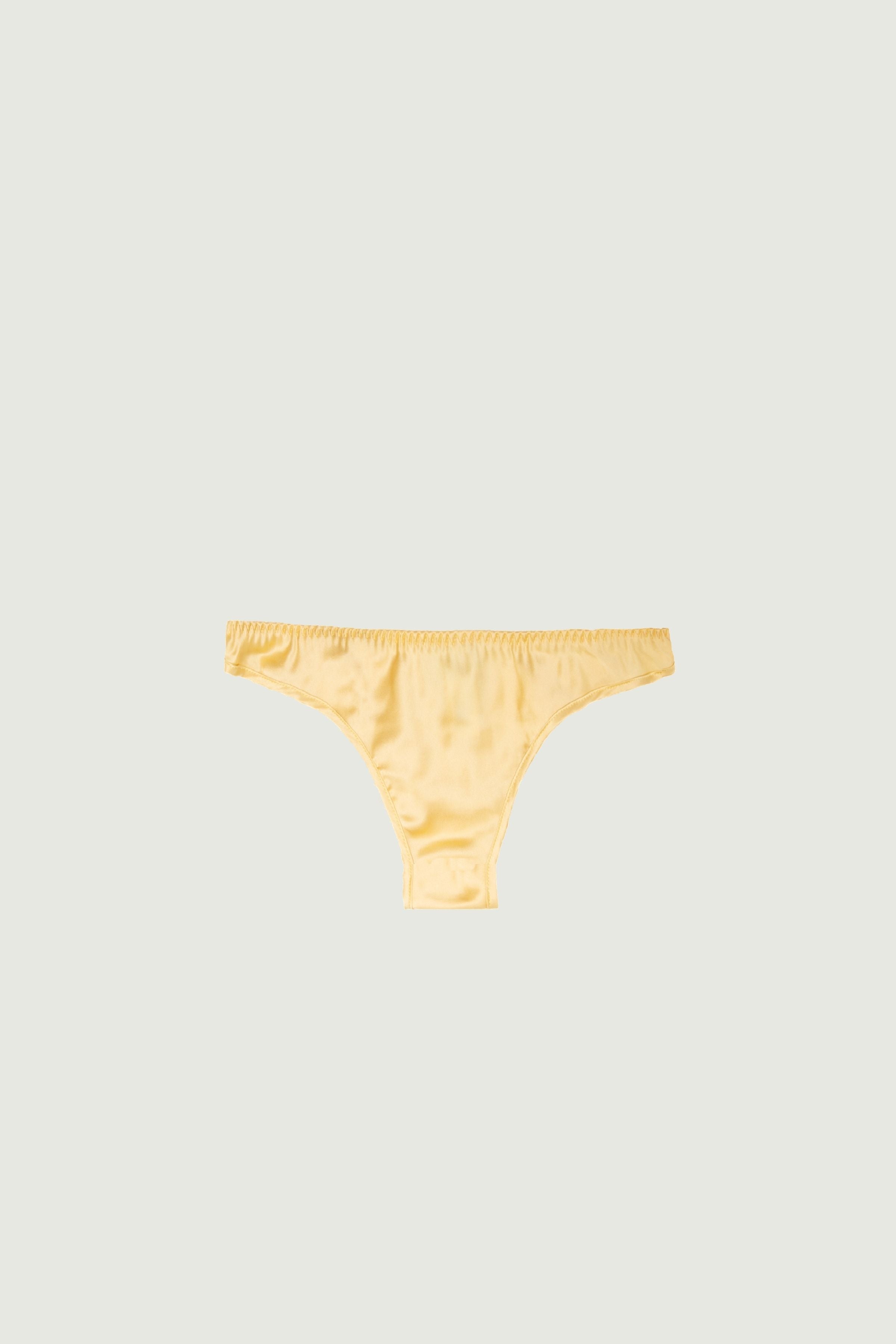Desert tone silk mid-rise panty, front view showing warm neutral color and smooth fit