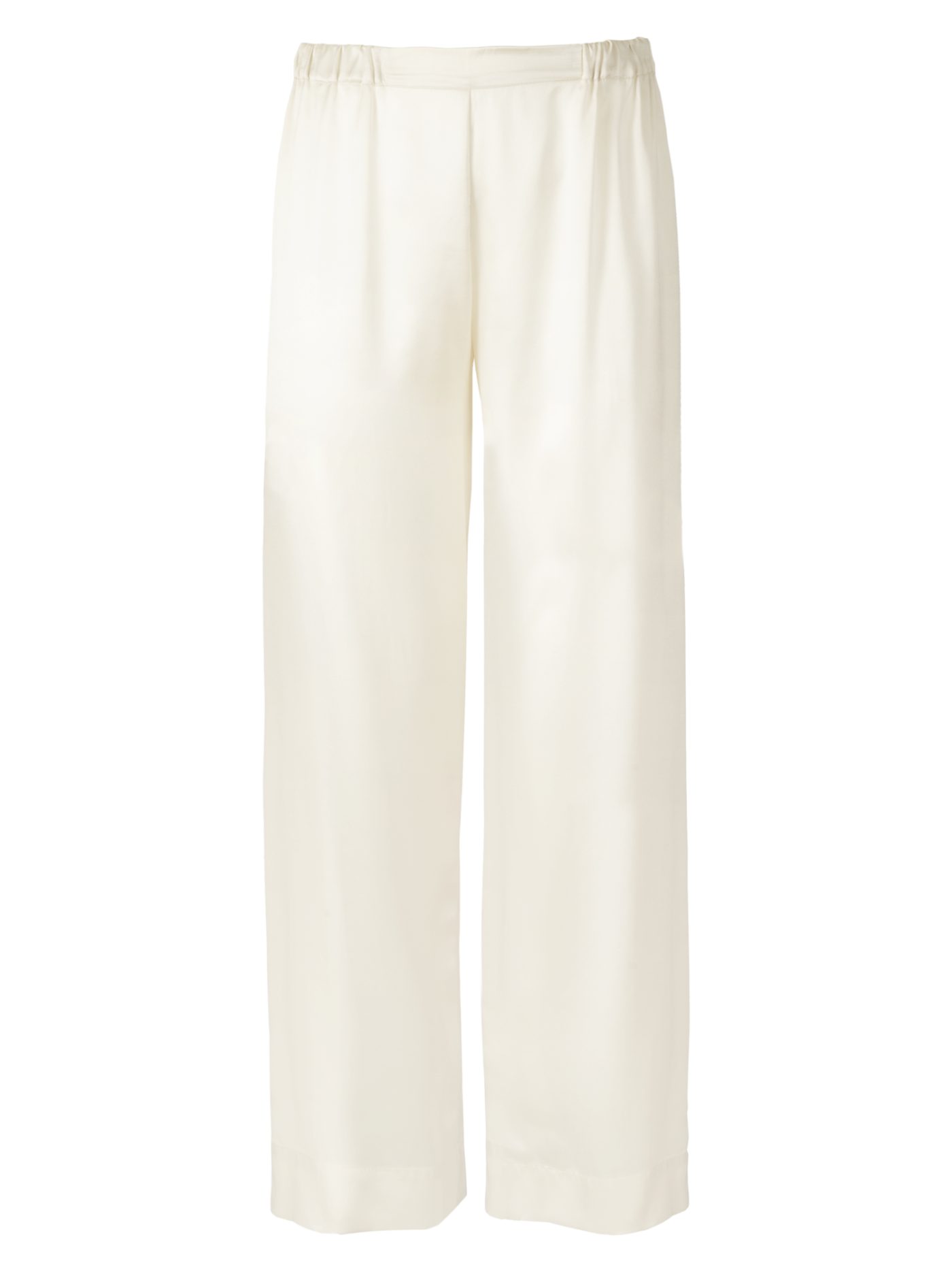 Zeno wide-leg trousers in almond organic silk – minimalist and versatile womenswear by HERTH.
