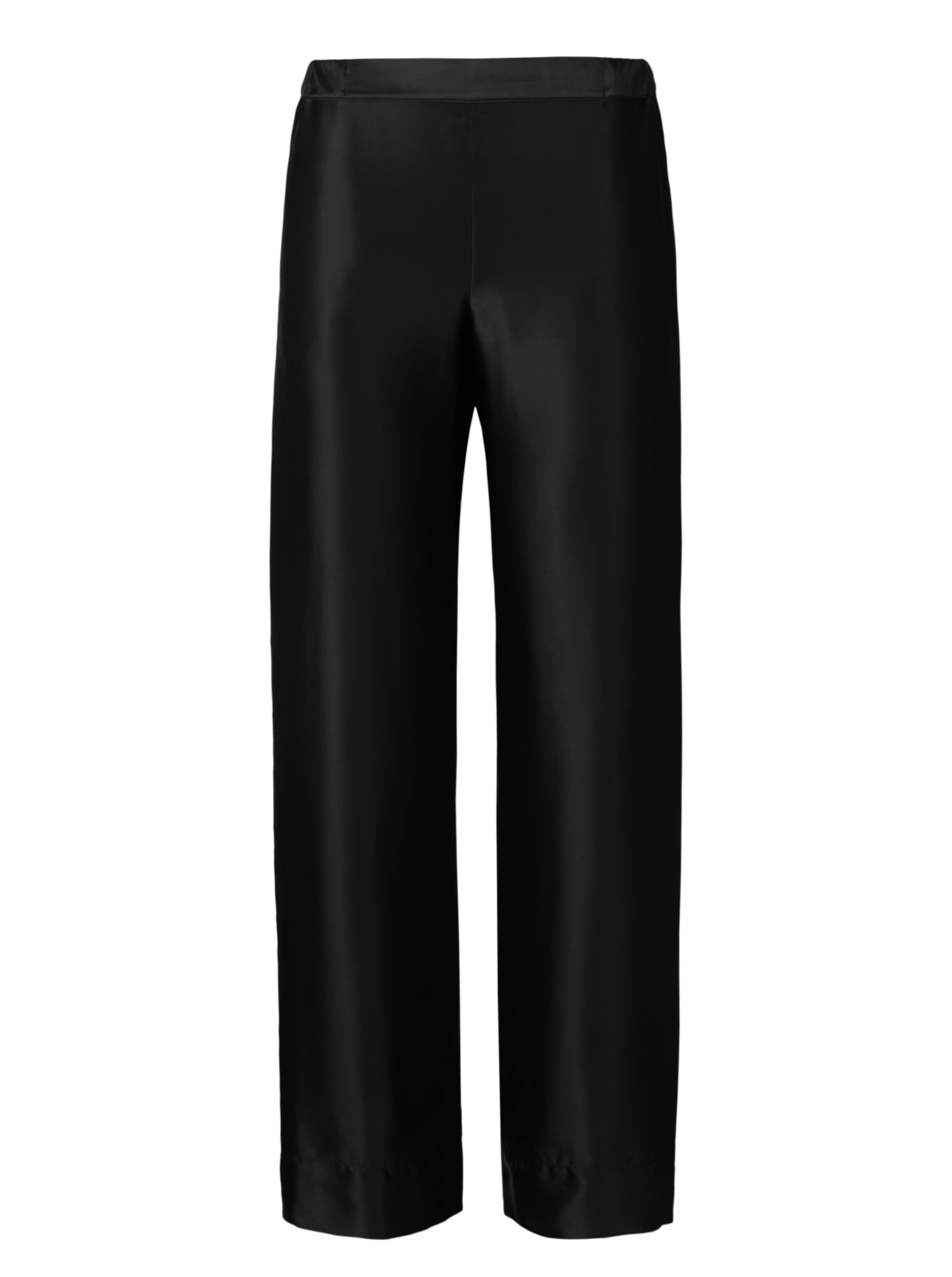Zeno wide-leg trousers in black organic silk — timeless and elegant womenswear pants crafted by HERTH.