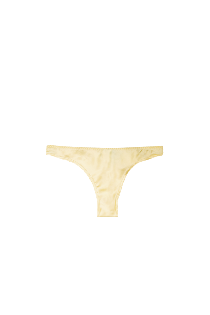 Zoe low rise panty in Butter Yellow organic silk — soft, sustainable, and breathable lingerie crafted by HERTH with GOTS-certified silk.