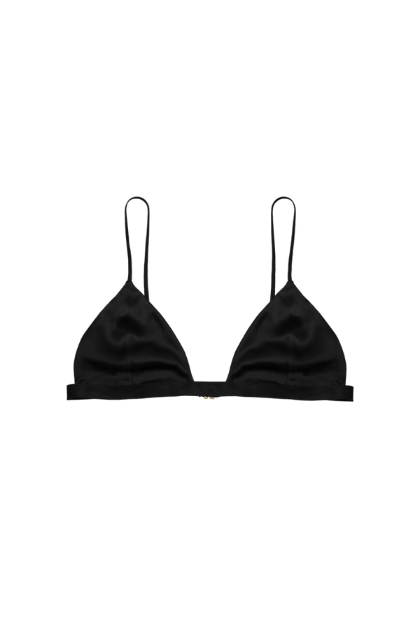 IVY: BLACK SILK BRA TOP IN ORGANIC SILK | SAMPLE