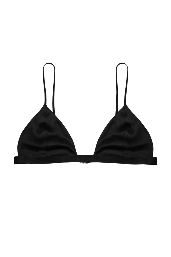 IVY: BLACK SILK BRA TOP IN GOTS ORGANIC SILK