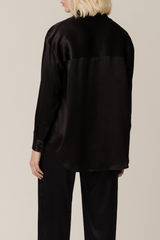 TILDE BLACK: LONG SLEEVE SHIRT IN GOTS ORGANIC SILK