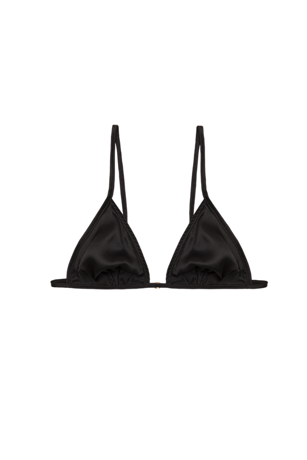 KERI BLACK: SILK BRA TOP WITH ADJUSTABLE BAND