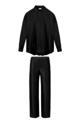 TILDE SHIRT AND ZENO TROUSERS: BLACK ORGANIC SILK SET