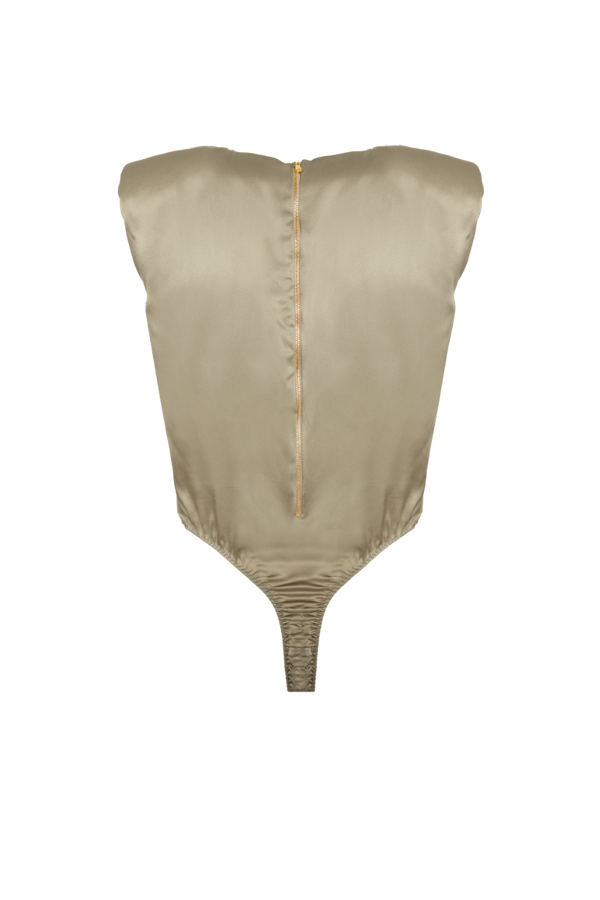 AMY GOLD SAND: BODYSUIT IN ORGANIC SILK