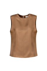 CALA: ORGANIC SILK TWILL TANK TOP IN CAMEL | SAMPLE