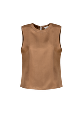 CALA: ORGANIC SILK TWILL TANK TOP IN CAMEL | SAMPLE