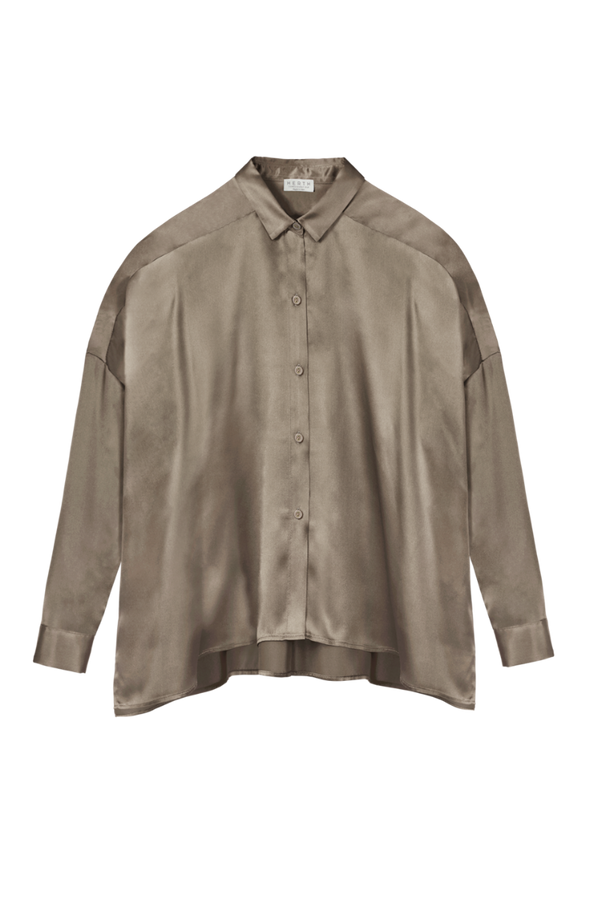 TARA KHAKI: GOTS ORGANIC SILK SHIRT