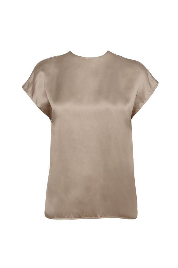 CORA GOLD SAND: SAND-COLORED SILK TOP