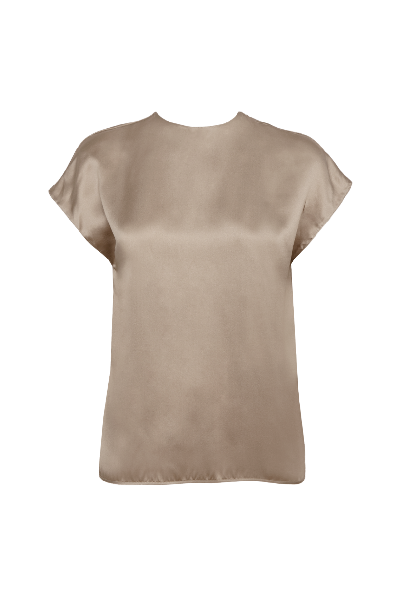 CORA GOLD SAND: SAND-COLORED SILK TOP
