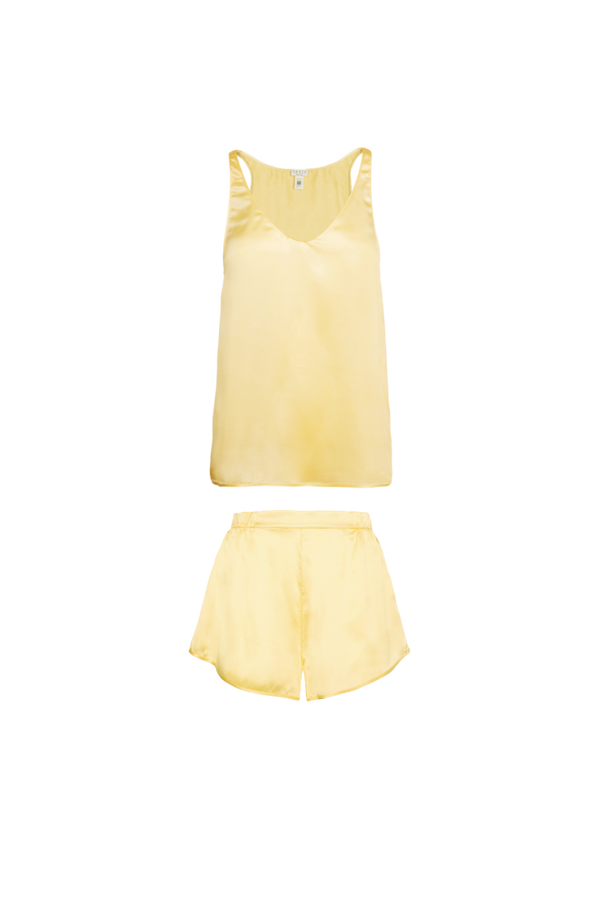 ELSE TANK TOP AND YARI SHORTS: BUTTER YELLOW ORGANIC SILK SET