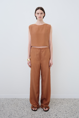 JODY EARTH: WIDE LEG TROUSERS IN ORGANIC SILK HABOTAI | PRE-ORDER