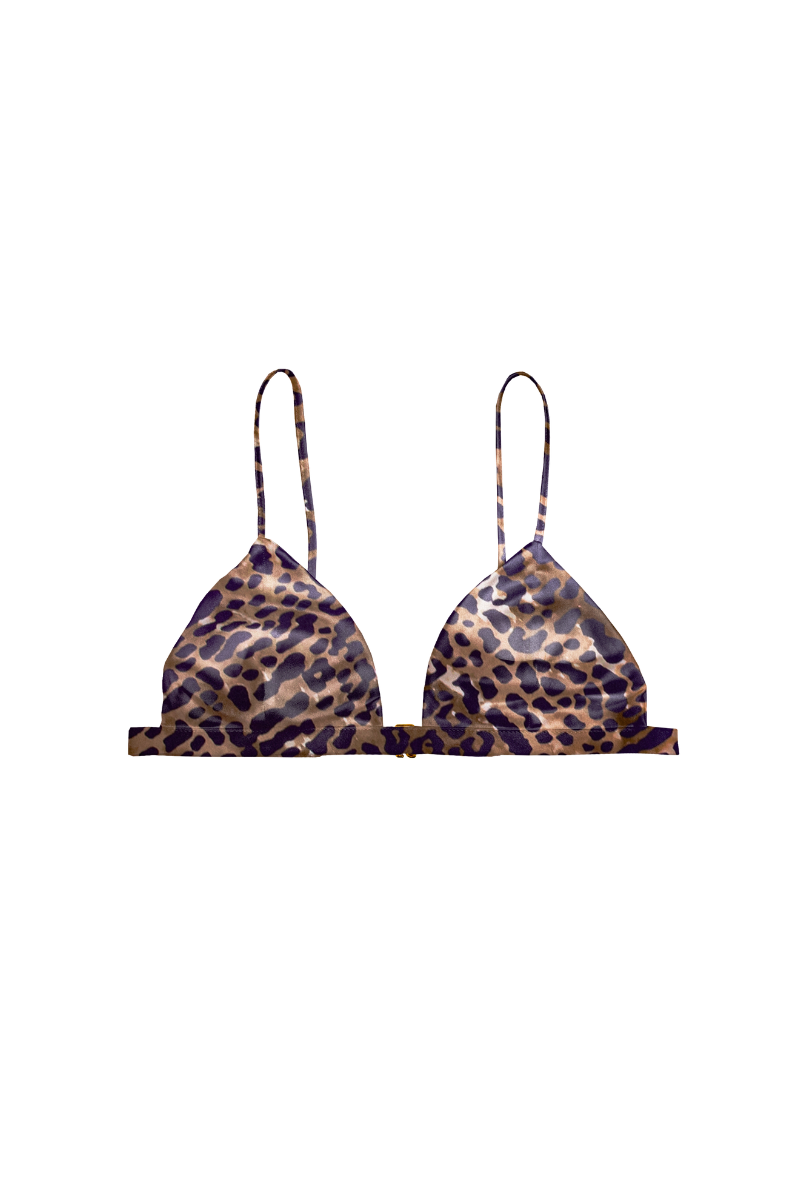 IVY: LEOPARD PRINT SILK TRIANGLE BRA TOP | SAMPLE