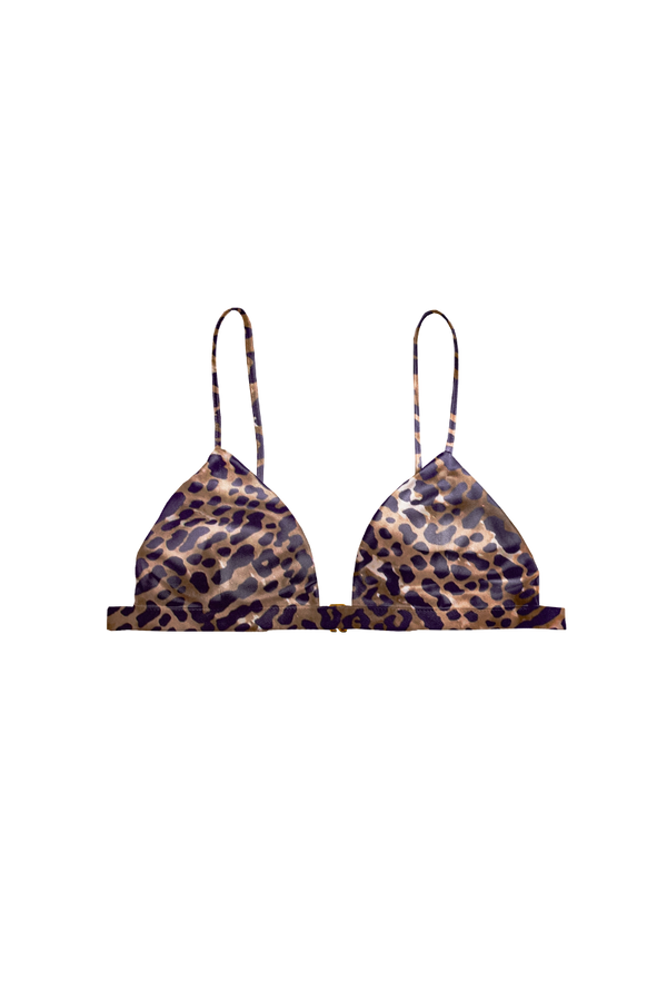 IVY: LEOPARD PRINT SILK TRIANGLE BRA TOP | SAMPLE