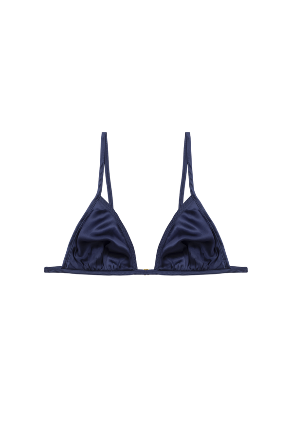 KERI NAVY BLUE GOTS ORGANIC SILK SOFT CUP TRIANGLE BRA TOP