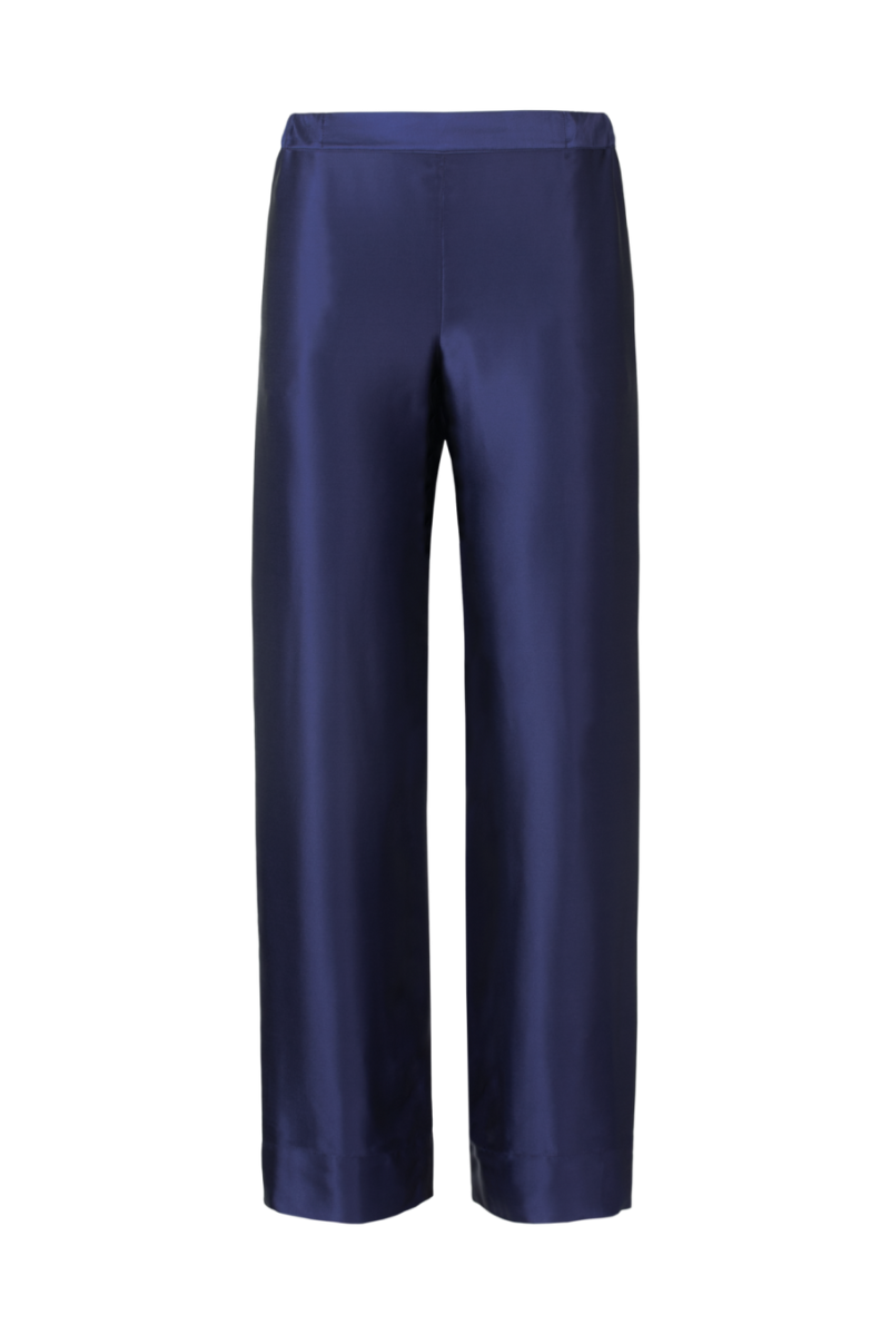 ZENO NAVY BLUE: ORGANIC SILK PYJAMA TROUSERS