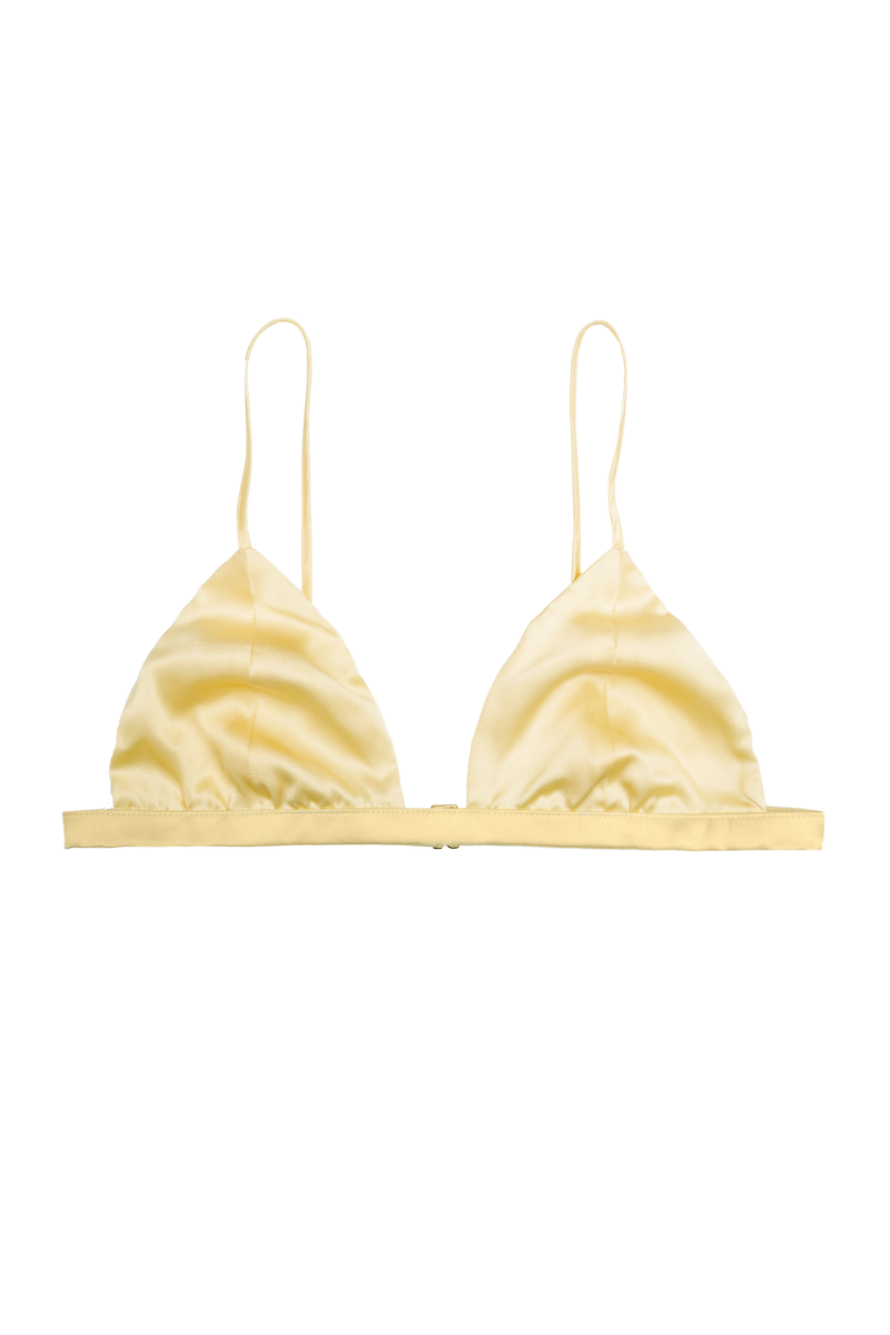 IVY BRA TOP AND JUDE BRIEF: BUTTER YELLOW ORGANIC SILK SET