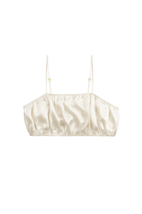 EVE ALMOND: ORGANIC SILK BANDEAU BRALETTE TOP | SAMPLE