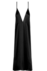 Inez: vestito sottoveste con scollo a V in seta biologica Gots nero