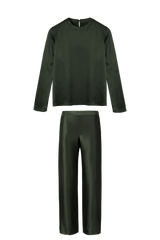 ANDIE T-SHIRT AND ZENO TROUSERS: GREEN ORGANIC SILK SET