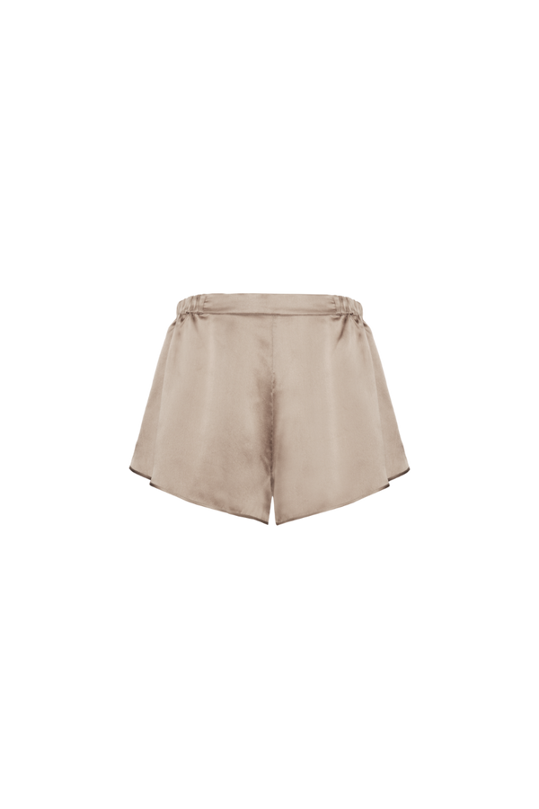 YARI GOLD SAND: GOTS ORGANIC SILK SHORTS | SAMPLE