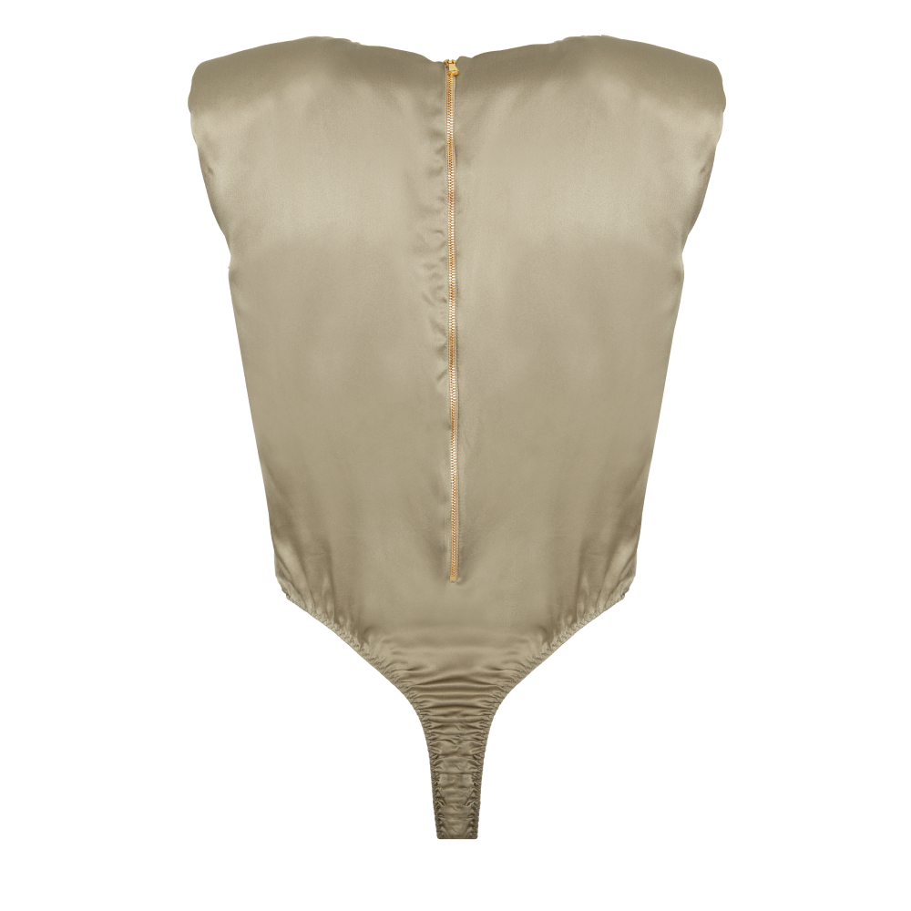 AMY GOLD SAND: BODYSUIT IN ORGANIC SILK | SAMPLE