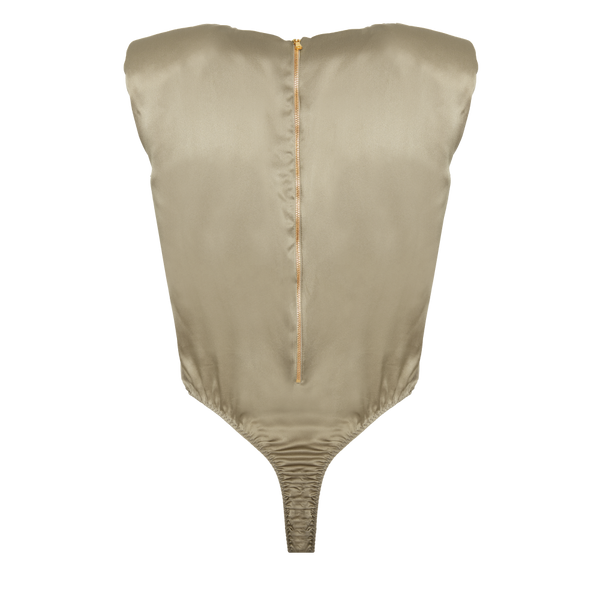 AMY GOLD SAND: BODYSUIT IN GOTS ORGANIC SILK | SAMPLE