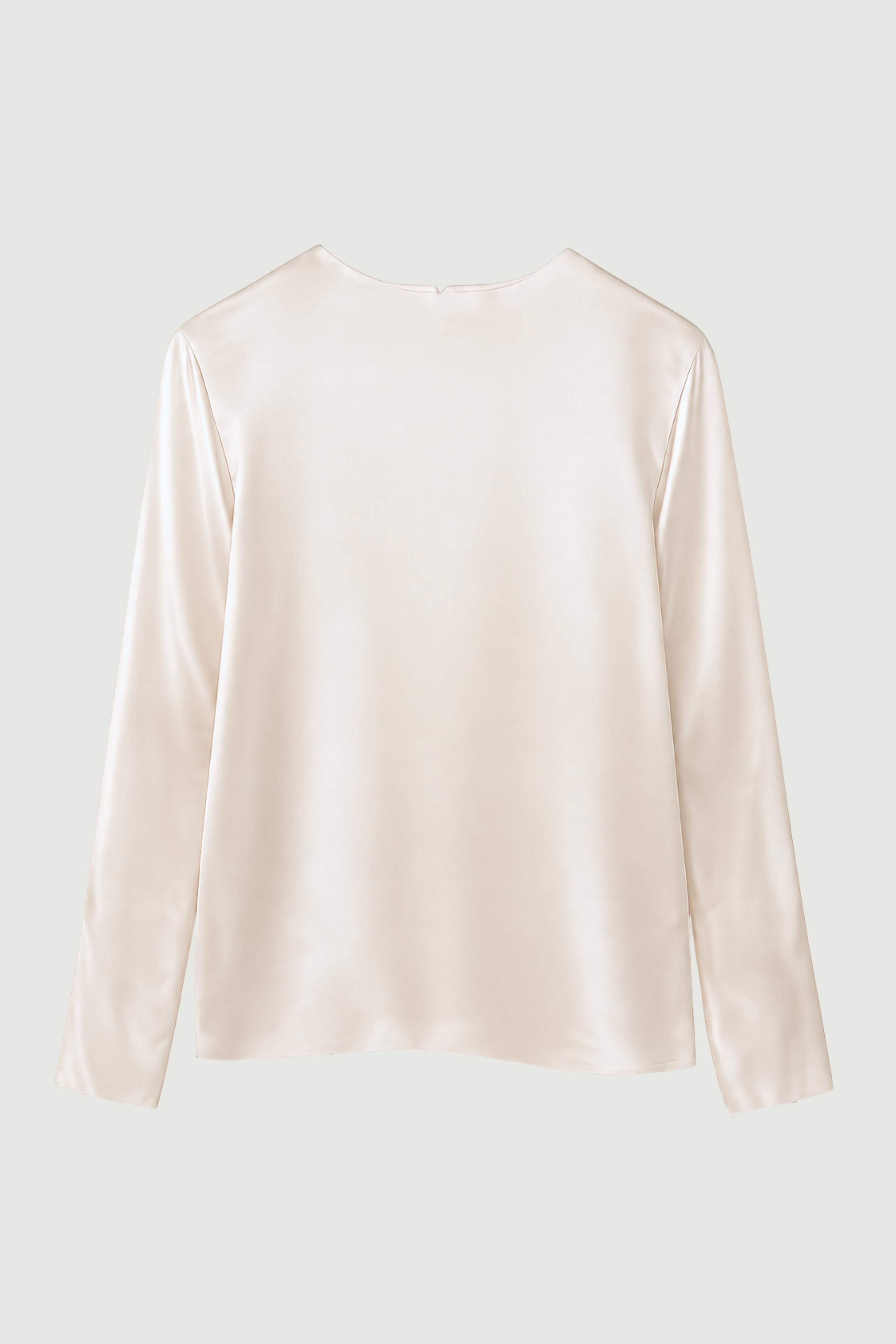 HERTH Andie long-sleeve top in Almond organic silk, Made in Italy