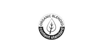 Organic Blended Content Standard certification logo used by HERTH to verify organically grown materials and supply chain transparency.