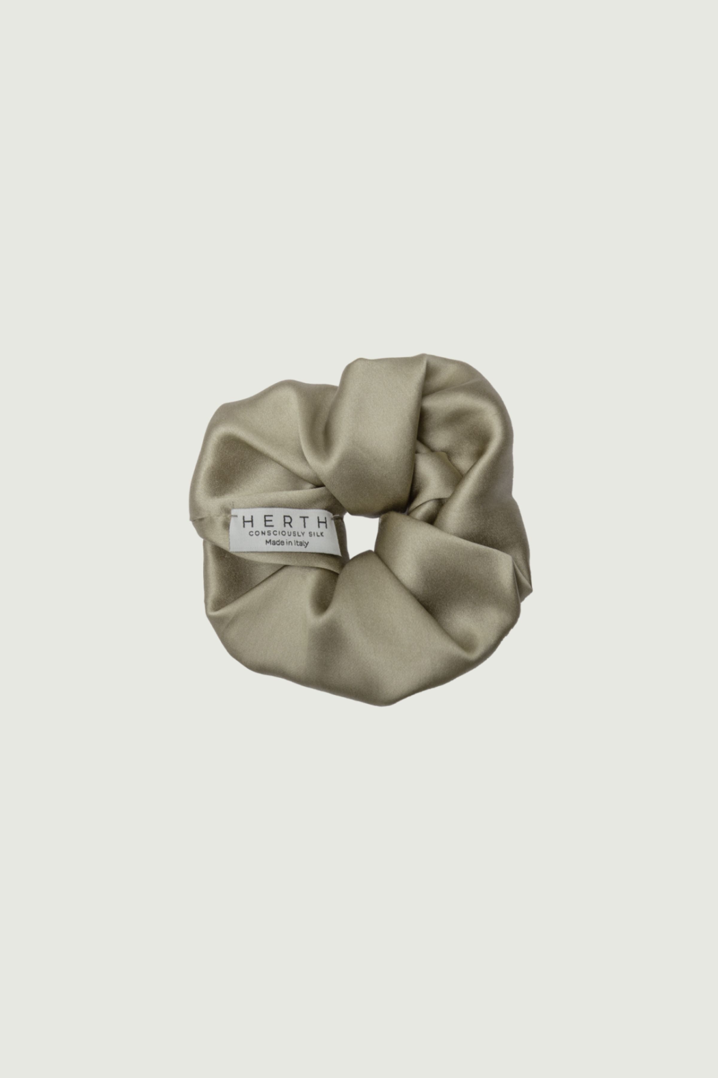 Gold sand silk scrunchie, hair accessory