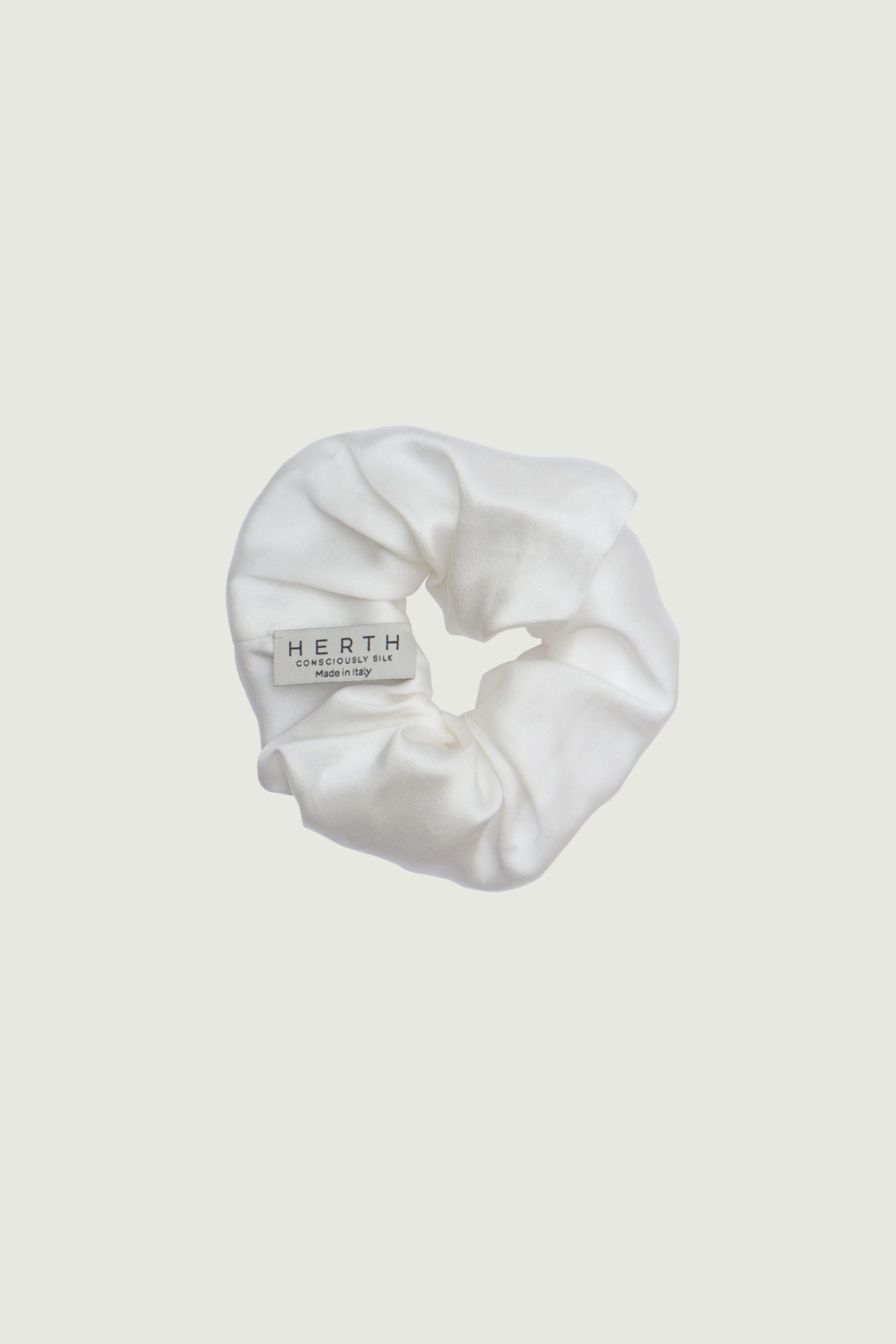 Ivory silk scrunchie, hair accessory