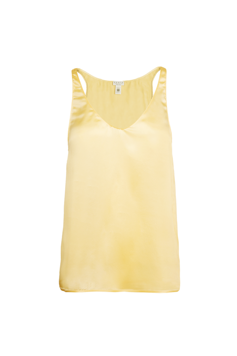 Butter yellow organic silk tank top – ELSE by HERTH, GOTS certified and made in Italy womenswear.