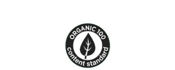 Organic 100 Content Standard certification logo showing HERTH’s commitment to verified organic materials and transparent supply chains.