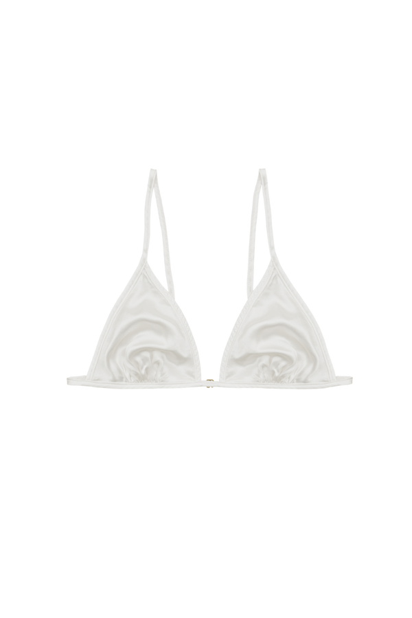 KERI IVORY: ORGANIC SILK TRIANGLE BRA TOP