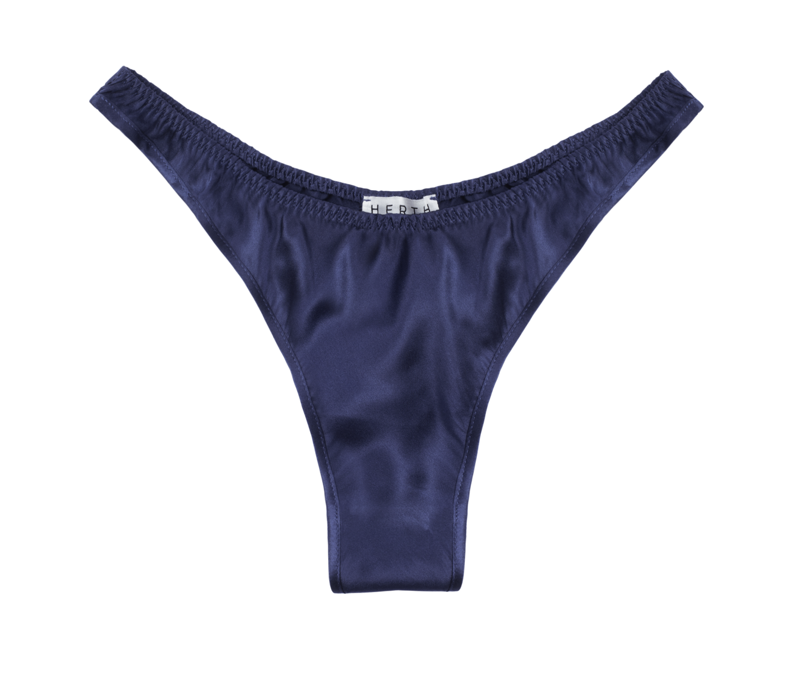 Jude high-cut leg panty in navy blue organic silk – minimalist sustainable underwear by HERTH.