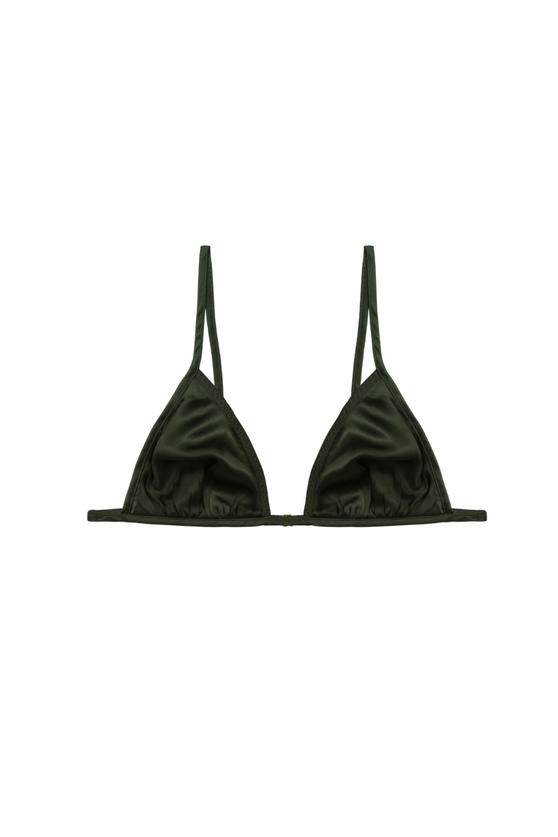 Keri triangle bra in Green organic silk — minimal and sustainable lingerie piece crafted by HERTH with GOTS-certified silk