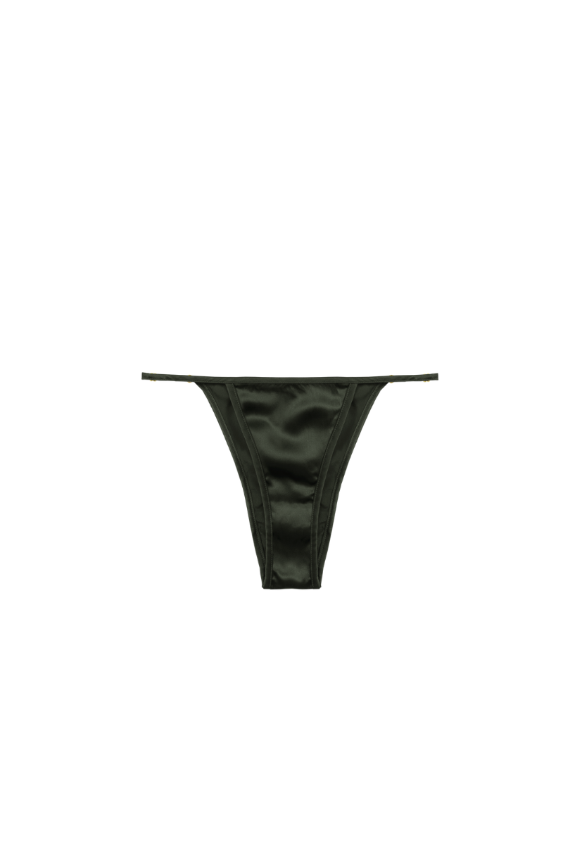 ELLE: ORGANIC SILK MID-RISE PANTIES IN GREEN