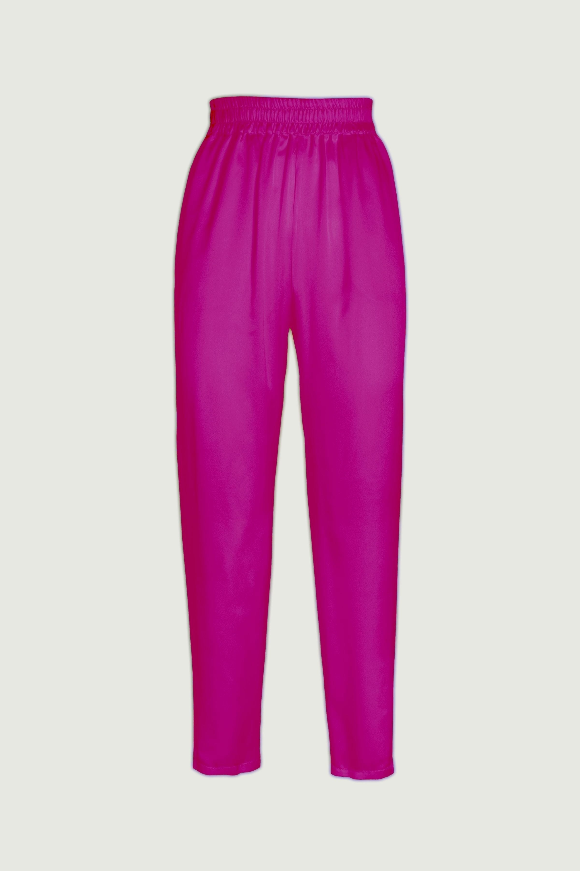 Organic Silk High-Rise Trousers – Roy | Hot Pink | HERTH
