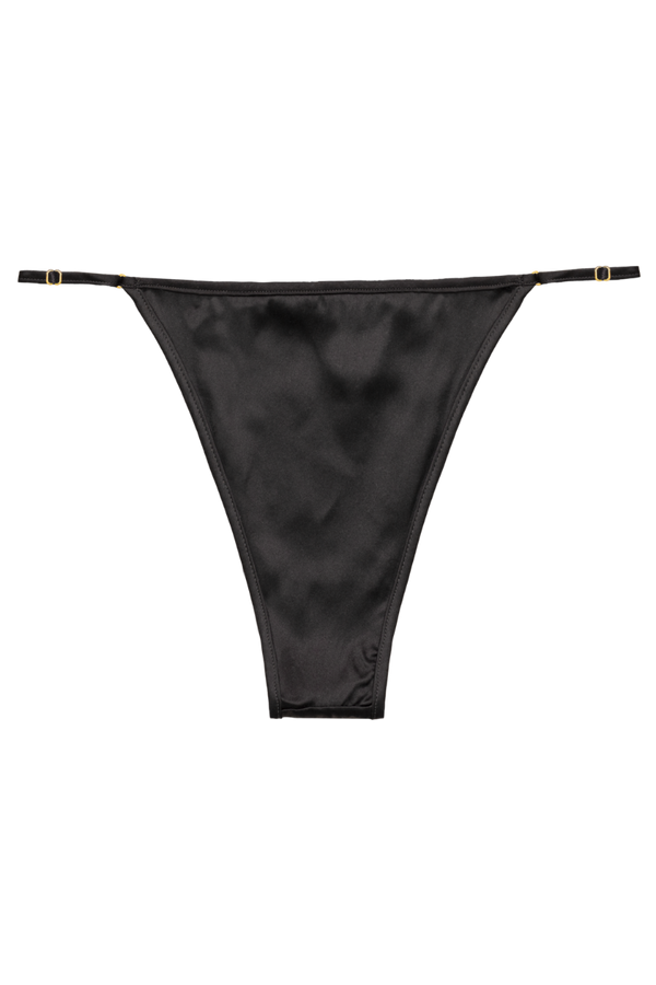 ELLE BLACK: GOTS ORGANIC SILK MEDIUM WAIST PANTIES