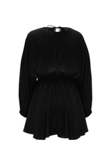 EMA: BLACK ORGANIC SILK MINI DRESS