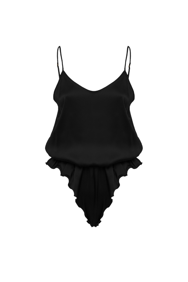 NYX BLACK: GOTS ORGANIC SILK BODYSUIT